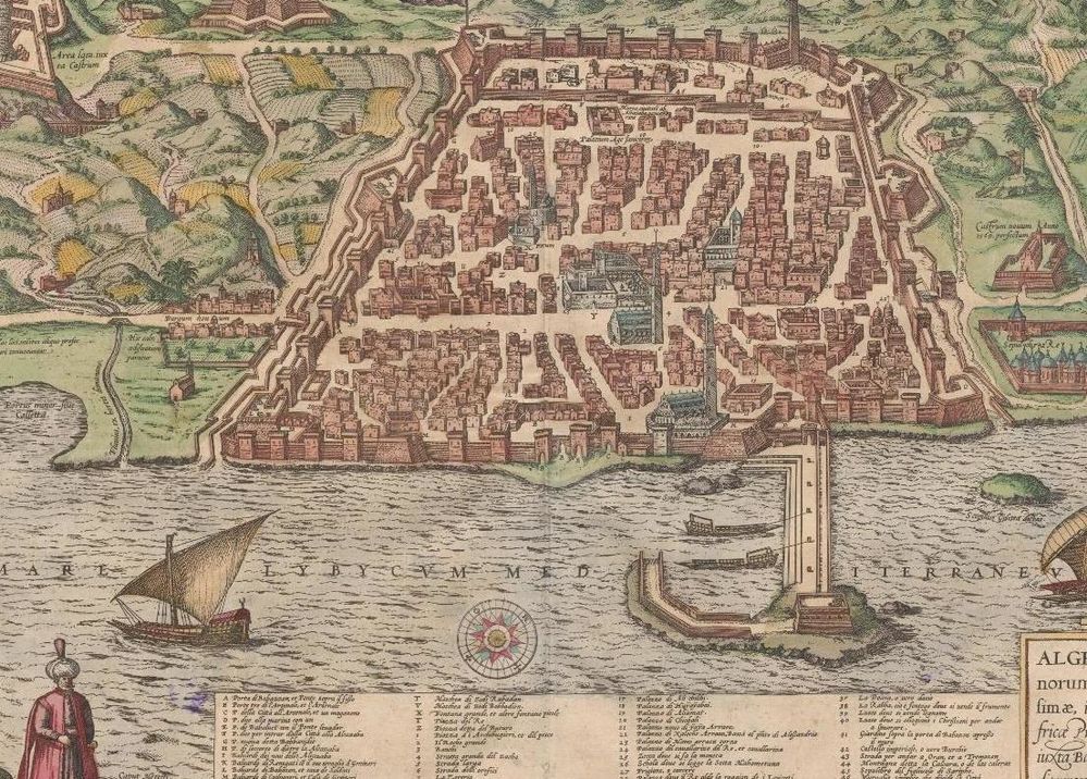 Detail from a map of Algiers from Georg Braun and Frans Hodenberg’s Civitates orbis terrarum. De praecipuis totius universi urbibus. Liber secundus (Cologne, 1575). Detail from a map of Algiers from Georg Braun and Frans Hodenberg’s Civitates orbis terrarum. De praecipuis totius universi urbibus. Liber secundus (Cologne, 1575).